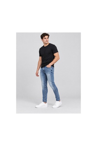 Nova Earth Art Unisex Açık Mavi Dar Paça Hafif Yırtık Detaylı Kot Middle Blue 30 Açık Mavi