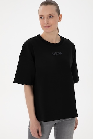 U.S. Polo Assn. Kadın Siyah Oversize Bisiklet Yaka Tişört 50294482-VR046