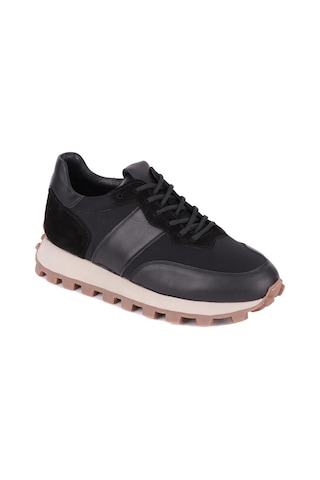 Shoetyle - Siyah Hakiki Deri Bağcıklı Erkek Sneaker 115-801-1330 Siyah
