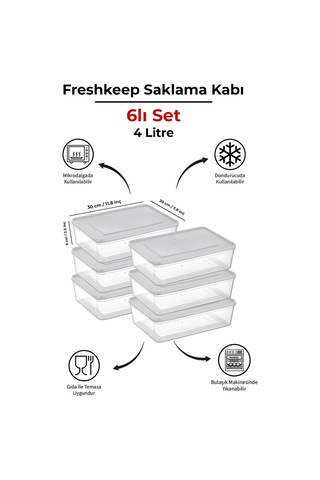 Freshkeep 6 Lı 4l Şampanya Saklama Kabı - Gıda Koruma, Mikrodalga Ve Dondurucu Uyumlu Ekru