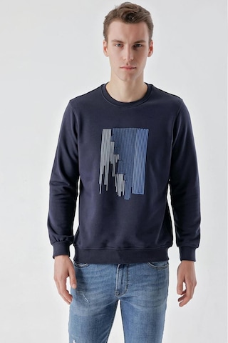 Slimfit Bisiklet Yaka Önü Baskılı 2 İplik Erkek Sweatshirt 001