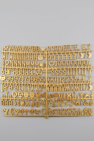 Palomita Gold Ahşap Yazı Panosu Mesaj Tahtası Ve Altın Renkli Harf Seti 230 Karakter Gri Gold