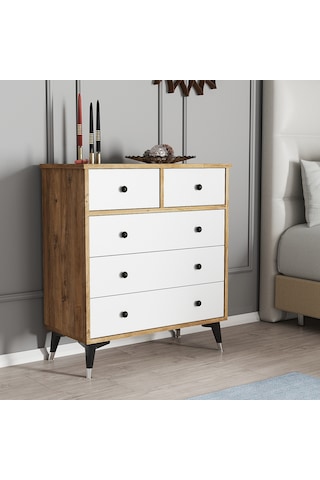 Moxen Mobilya S12 Çam- Beyaz Şifonyer