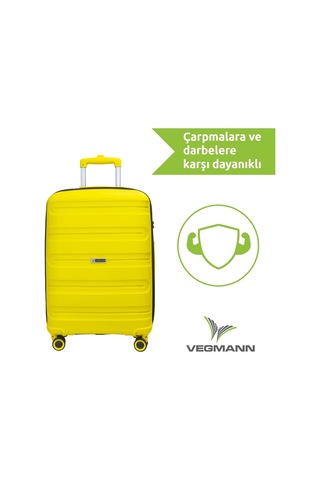 Vegmann Polipropilen Pp Atlas Sarı Büyük Boy Valiz Sarı