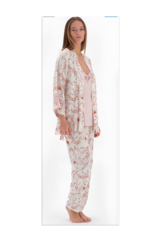 Eros 33524 3 Lü Sabahlıklı Kadın Pijama Takımı Pudra