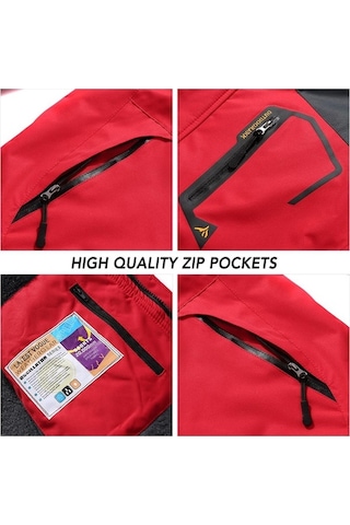 Trendooze Gül Kırmızı Kadın Dağ Su Geçirmez Kabuk Ceket Kayak Ceket Rüzgar Geçirmez Ceket Kış Sıcak Ceket Kamp İçin Ol Kırmızı