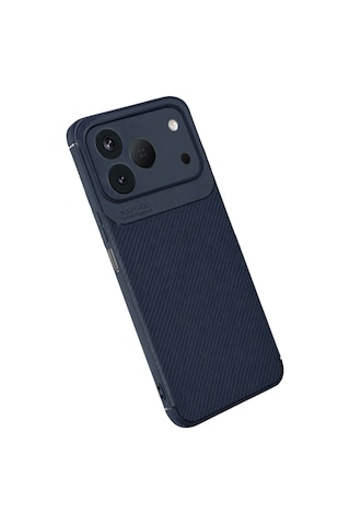 Tecno Spark 50 4g Kılıf Karbon Silikon Case Lacivert