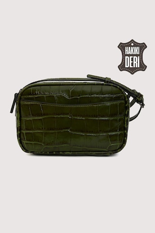 Hakiki Deri Kadın Çapraz Omuz Çantası Yeşil Kroko Smr8975 Yeşil Kroko