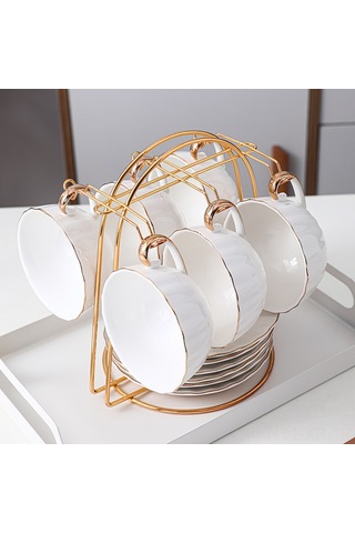 Xiyyadms Kahve Bardaklıklı Demir Çelik Raf, 4 Bardaklı Arched Desen, Retro Zanaatkâr Tasarım, Ev Ve Café İçin Kolay Kurulum, 180g Hafif Ve Dayanıklı