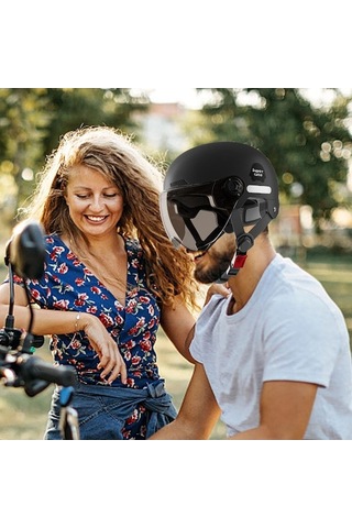 Lemestar Jialan Jl Motosiklet Kaskı - Siyah, Hafif Ve Konforlu Scooter Kaskı