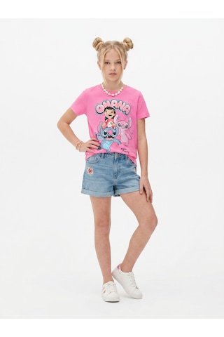 Sea Bubbles Ohana Stitch Kız Çocuk Tişört St10393 Pembe