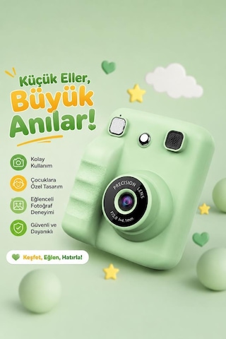 Dijital Fotoğraf Makineleri Çocuk Termal Resim Kağıt Baskılı Yazıcı Kamera Video Makinesi A29 Yeşil
