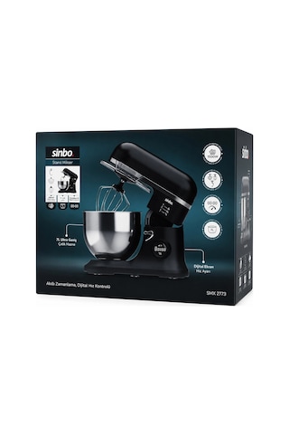 Siyah Standlı Mikser Çırpıcı - Hamur Yoğurucu - Karıştırıcı 8 Kademe Hız Ayar 7l Çelik Hazne 1500w Smx-2773 Bx40 0029