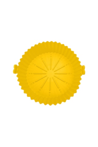 Youtek Yenilenebilir Silikon Hava Fritöz Linerı - Fırına Uygun, Yapışmaz Tabak, Çevre Dost Pişirme Aksesuarı Sarı