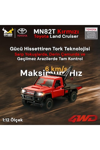 Mn Model Mn82t 1/12 Toyota Land Cruiser Lc79 4wd Rc Model Crawler Offroad Uzaktan Kumandalı Araba Truck Rtr Lisanslı Kırmızı+elektrik Vinçli+dahili Işık Seti Mn-82t