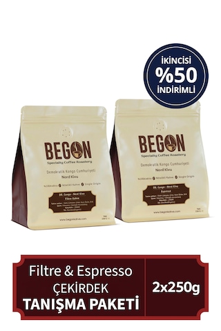 Nord Kivu Premium Espresso & Nitelikli Filtre Kahve Çekirdek Tanışma Paketi 250g X 2 Adet Çekirdek Kahve