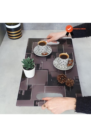 Decorita Cam Tepsi Siyah Küpler 29Cm X 52Cm