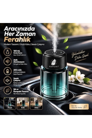 R8poınt Araç Koku Difüzörü Hava Nemlendiricisi 160 Ml Akıllı Aroma Atomizeri 200 Mah Şarjlı Type-c Led Işıklı 001