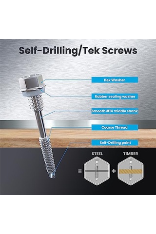 Xurunkeji 40 Adet 14 X 1-1/2 İnç İla 2-7/8 İnç Metal, Paslanmaz Çelik Sac Vidalar, İnşaat Ve Onarım İçin Kendiliğinden Delinebilen Vidalar 17x14x3cm