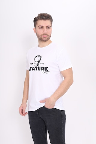 Toontoy Unisex Atatürk Baskılı Tişört Beyaz