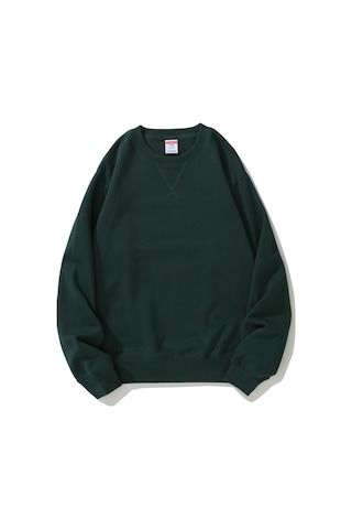 Erkekler Yuvarlak Yakalı Ters Üçgen Sweatshirt Koyu Yeşil