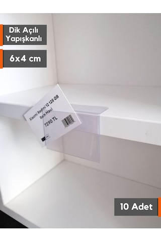 10 Adet Pvc Yapışkanlı Etiketlik Dik Açılı 6x4 Cm Raflar İçin