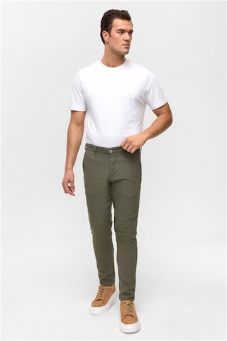Koyu Haki Slim Armürlü Pantolon Koyu Haki