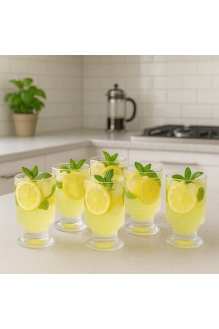 6 Lı Modern Cam Bardak Seti Ribbed Serisi