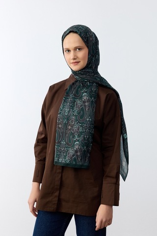 Mirsoy Scarf Asya Etnik Desen Şal Yeşil