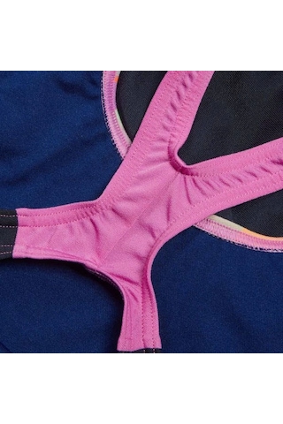 Speedo Digital Baskı Splashback Kız Çocuk Yüzücü Mayosu Lacivert-pembe Lacivert-pembe