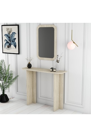 Parma Aynalı Makyaj Masası - Traverten Traverten