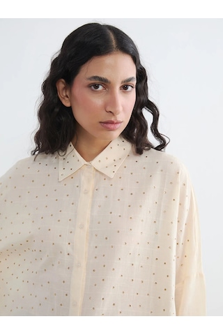 Lc Waikiki Sarı Taşlı Oversize Kadın Gömlek Tunik Sari