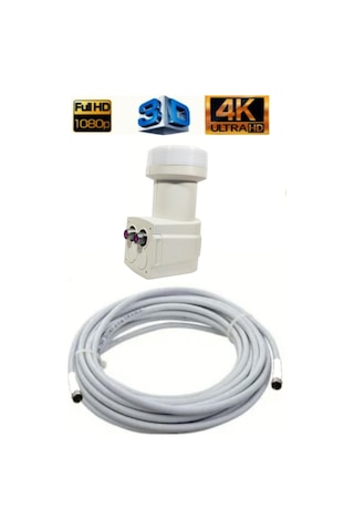 20 Metre Uydu Kablosu İkili Çıkış Çanak Uydu 4k Full Hd 3d Lnb F Konnektör 2 Li Twin Lnb