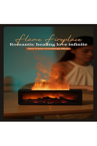 Renk Alev Eseri Yağ Difüzör, Şömine Simülasyon Alev 7 Değişen Renkler Aroma Difüzör Nemlendirici Yatak Odası İçin Uzaktan Kumanda Ev Ofis Yoga Meditasyonu Beyaz