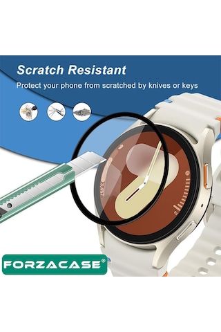Forzacase Samsung Galaxy Watch 7 44mm Uyumlu Çerçeveli Tam Kaplayan 3d Pet Ekran Koruyucu Film - Fc016 Şeffaf