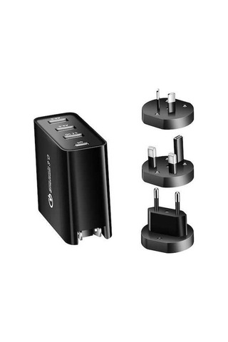 Novahub 48w 4 Portlu Hızlı Şarj Cihazı, Usb-c Pd 30w, Evrensel, Seyahat Dostu, Siyah, 100-240v Adaptör