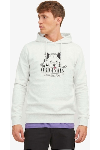 Jack & Jones Kapüşonlu Gri Melanj Erkek Sweatshirt 12244219 001