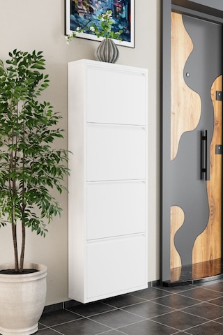 4 Kapaklı Metal Ayakkabılık Beyaz Beyaz