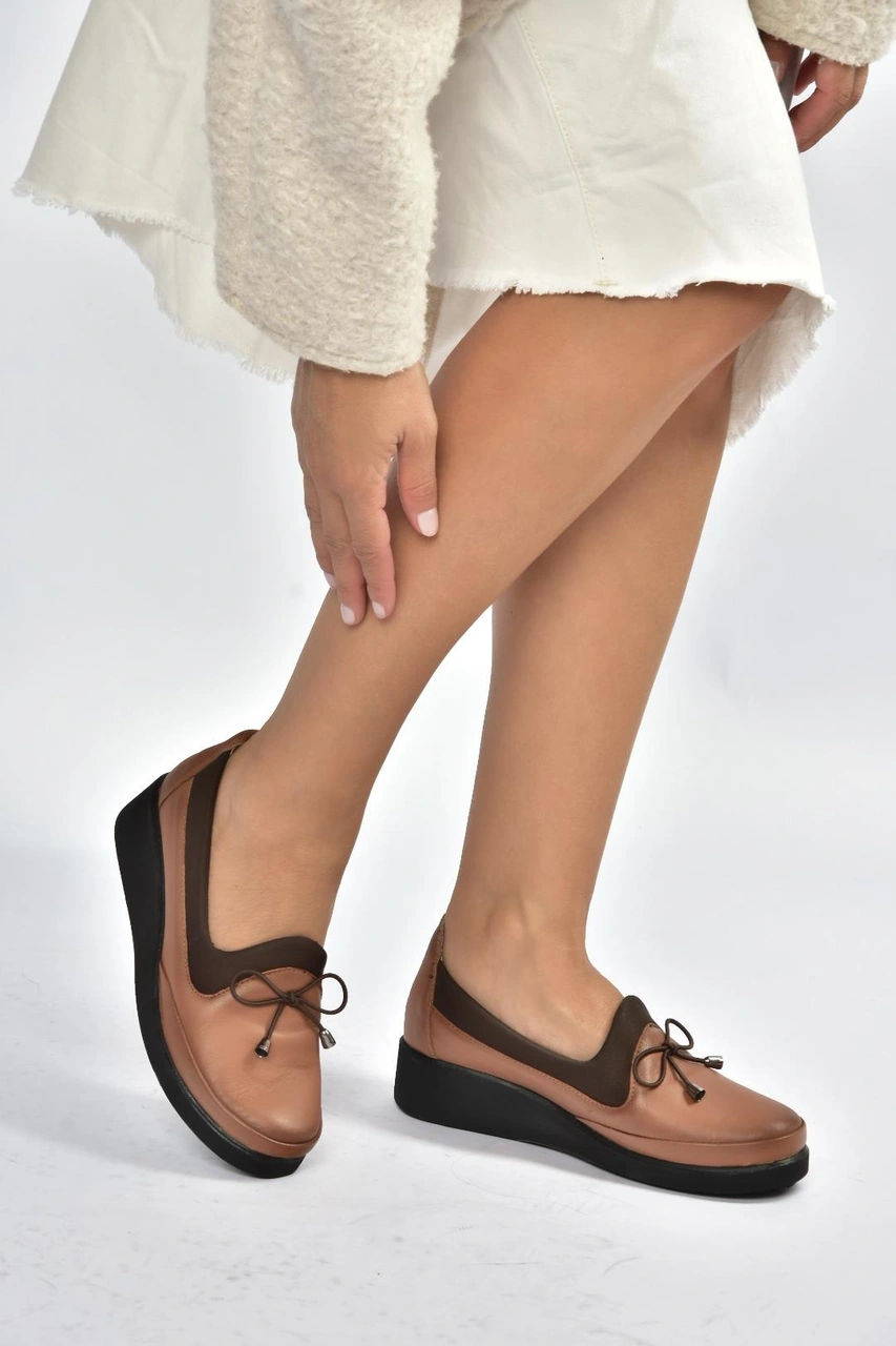 Fox Shoes V555075003 Taba Hakiki Deri Comfort Ortopedik Taban Kadın Ayakkabı Taba-hakiki Deri