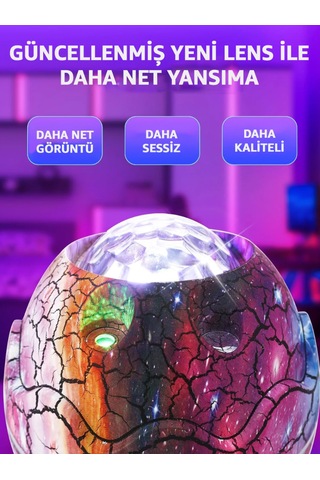 Dinazor Yumurtası Gece Lambası Projektör Uzaktan Kumandalı Nebula