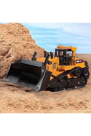 Huına 1554 1/16 Yüksek Kalite 11ch Rc Model Caterpillar Buldozer Paletli Metal Kepçe Kazıcı Uzaktan Kumandalı İş Makinesi -2.4g Sesli Ve Işıklı