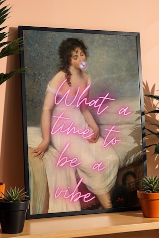 Saturn What A Time To Be A Vibe Çerçeveli Tablo Klasik Portre Genç Kız Odası İçin Hediye Altered Art