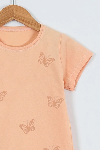 Hçm Kız Çocuk Tshirt Kelebek Baskılı Bisiklet Yaka D31 Yavruağzı