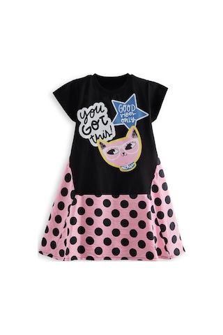 Denokids Havalı Kedi Kız Çocuk Elbise Renkli Çok Renkli