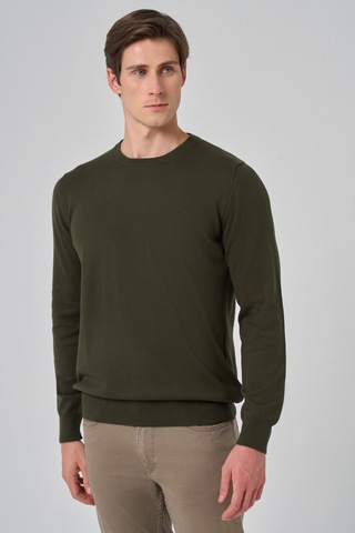 Morven Erkek Haki Basic Bisiklet Yaka Dynamic Fit Rahat Kesim Triko 26kc017006710 Haki
