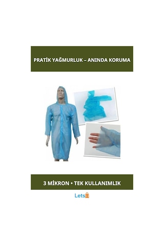 Su Geçirmez Pratik Yağmurluk Tekli 140x150 Cm Çok Renkli