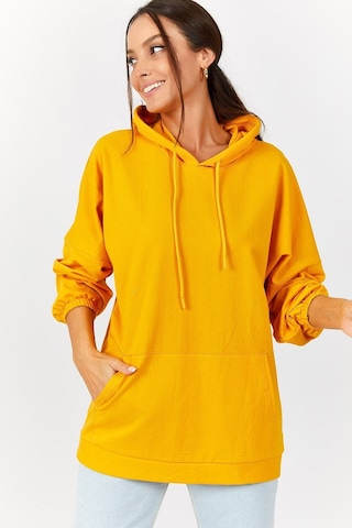 Armonika Kadın Hardal Kapişonlu Cepli Sweatshirt Arm-21k024027