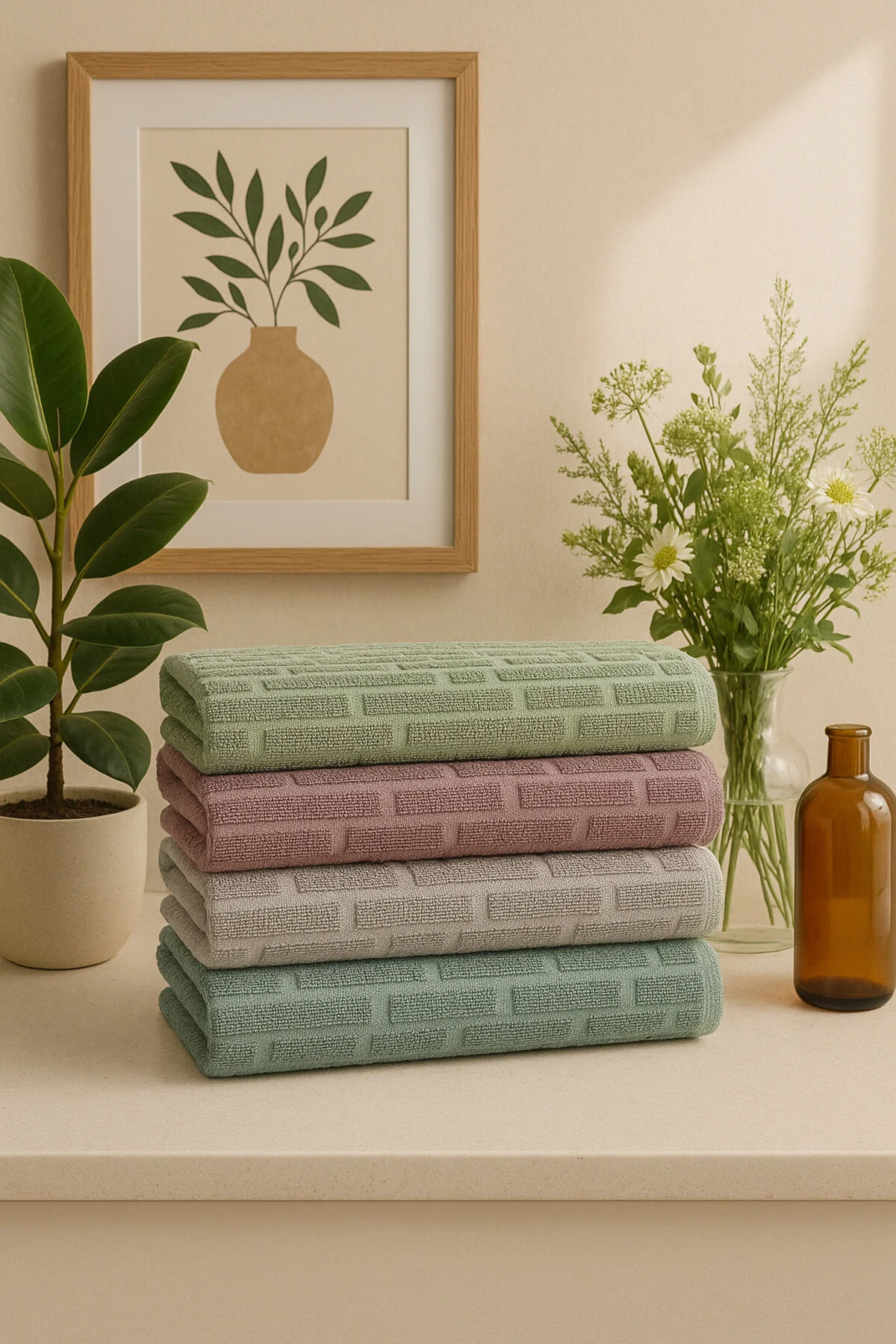 %100 Pamuklu 2 Li Gri El Havlusu Seti 50x90 Cm Modern Ve Dayanıklı