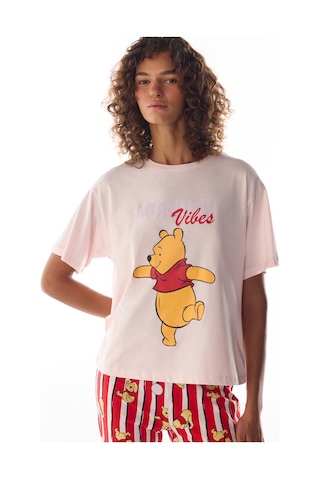 Penti Pembe Monday Vibes Ayı Desenli Pantolon Kısa Kollu Pijama Takımı
