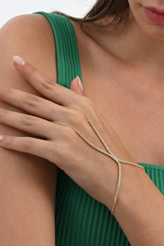 Gümüş Altın Yaldızlı Zirkon Taşlı Su Yolu Modeli Şahmeran Barcode Beyaz - Rose Gold